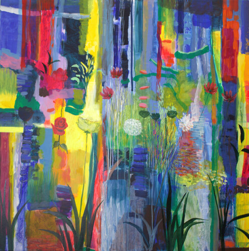 Tu avais toujours peur que la nuit avale les couleurs des fleurs et de mon cœur. La nuit le rossignol ne chante pas. par François Pagé, Peinture en vente sur Singulart