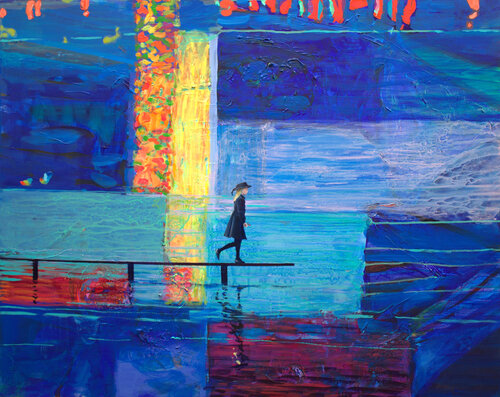 Je m'étais promis qu'un jour je te dirais la vérité, ce jour où tu deviendrais une femme. Je n'ai jamais osé, quelle vérité, celle des reflets ? Et si la promesse de la chenille n'engageait pas celle du papillon. von François Pagé, Malerei kaufen auf Singulart