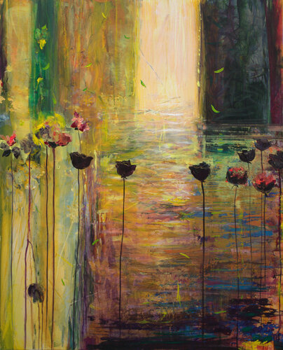 L’été n'en finissait pas d'en finir, pourtant les feuilles se préparaient à planer pour le premier bal doré. von François Pagé, Malerei kaufen auf Singulart