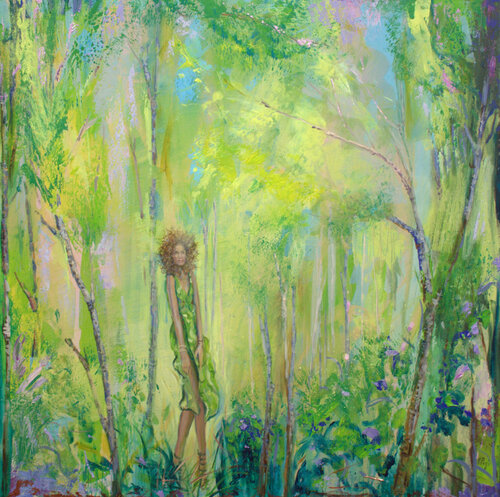 Je t'appelais « mon plus beau printemps », en mai on allait rire dans le bois d'amour de nos secrets mal gardés. von François Pagé, Malerei kaufen auf Singulart