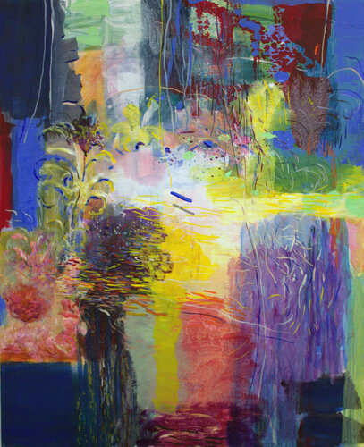 La note bleue, dans le désordre du jardin. par François Pagé, Peinture en vente sur Singulart