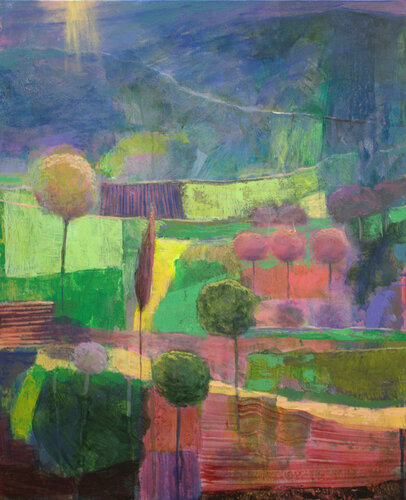 De ta fenêtre, nous regardions s'élancer les lacets du col vers l'éclaircie. De notre lit le printemps renaissait, te souviens-tu ? by François Pagé, Painting for Sale on Singulart