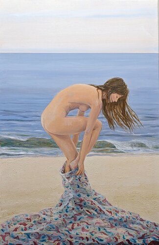 Chaque matin tu unissais ton corps à l'océan, un léger goût de sel te restait à fleur de lèvres . par François Pagé, Peinture en vente sur Singulart