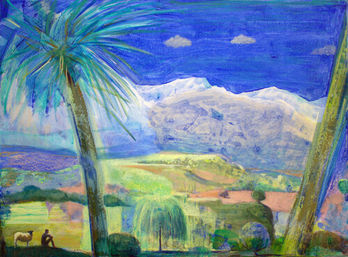 Augsto observait lentement le paysage car il devenait lui même le paysage. Il débuta son chemin vers le bonheur quand il commença à ne plus prouver le sens des choses. von François Pagé, Malerei kaufen auf Singulart