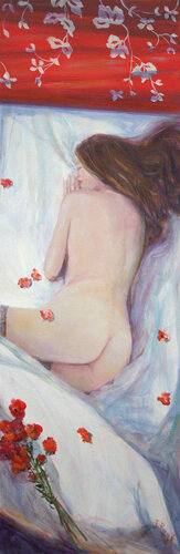 Je me levais souvent les nuits claires et partais au matin, bien avant que le temps soit compté. di François Pagé, Pittura in vendita su Singulart