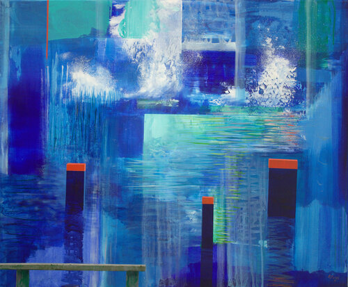 Nous promenions le soir sur l’étendue marine, nos corps et nos regards. Fallait-il pour en saisir la dimension, des balises ou des phares ? van François Pagé, Schilderij te koop op Singulart