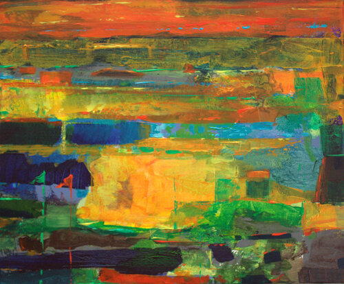 Te souviens-tu le soir à ta fenêtre quand les flamands roses nous faisaient voir des paysages kaléidoscopiques. von François Pagé, Malerei kaufen auf Singulart