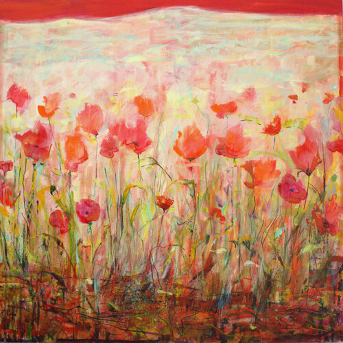 Elle faisait pâlir la plaine, et le vent comme amant caressait leur robe de soie d'orient. van François Pagé, Schilderij te koop op Singulart