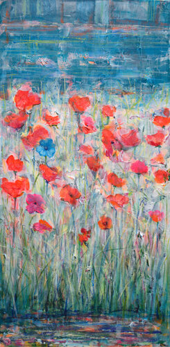 Dans ce bal improvisé, je n'avais vu que toi mon unique fleur bleue di François Pagé, Pittura in vendita su Singulart