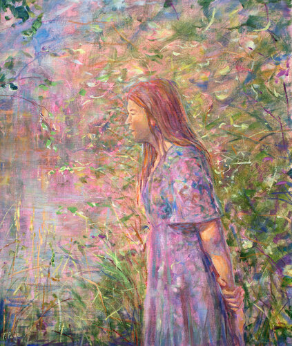 Que restera-t-il de cet instant où dans le beau fouillis du monde la lumière consumait le temps ? Je n'oublierai jamais le secret laissé. par François Pagé, Peinture en vente sur Singulart