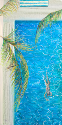 Ariane semblait tirer le fil de ses souvenirs, elle tressait des moments et des images semblaient apparaître comme dans un tapis persan. by François Pagé, Painting for Sale on Singulart
