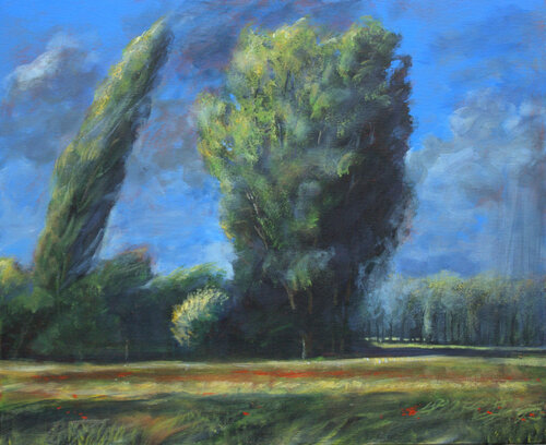 Il y eut ce coup de vent et ta main qui prit refuge dans la mienne. Je dois au vent notre première rencontre. von François Pagé, Malerei kaufen auf Singulart