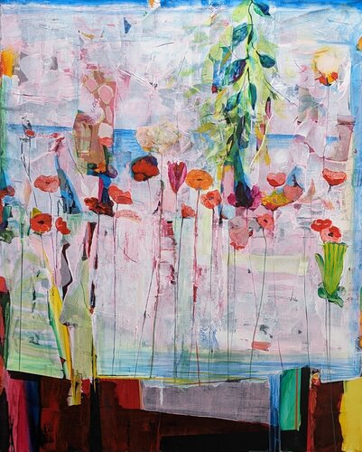 Dans la blancheur du début de l'été, elles préparaient leur tenue de plage par François Pagé, Peinture en vente sur Singulart