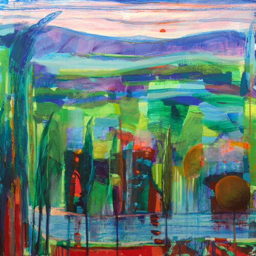Après l'averse, la grande plaine buvait comme elle pouvait. Le soleil un peu honteux apparaissait comme une pastille de pacotille. par François Pagé, Peinture en vente sur Singulart