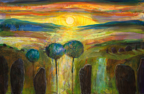 Certains soirs vous le preniez en pleine face. Même si vos socles anciens vacillaient sous le solstice d'été, l'usure n'était qu'illusoire. Ta main doucement se logeait dans ma main ferme. par François Pagé, Peinture en vente sur Singulart
