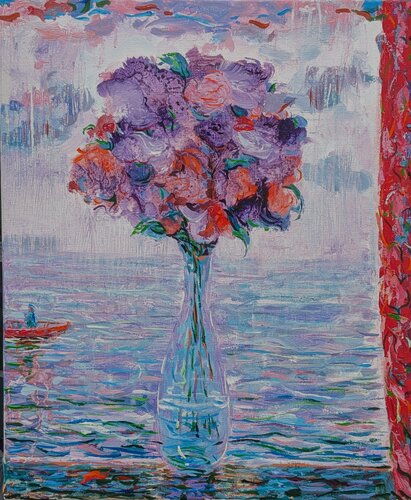Malgré la pluie ton bouquet chantait, sur la mer j'apercevais Pierre-Yves qui rentrait. by François Pagé, 絵画 for Sale on Singulart