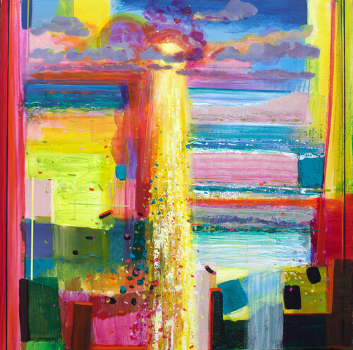 Le soleil déversait son effervescence sur la plage et les marais. Bientôt il plongerai comme un fer rougi dans le bac à eau de la forge. par François Pagé, Peinture en vente sur Singulart