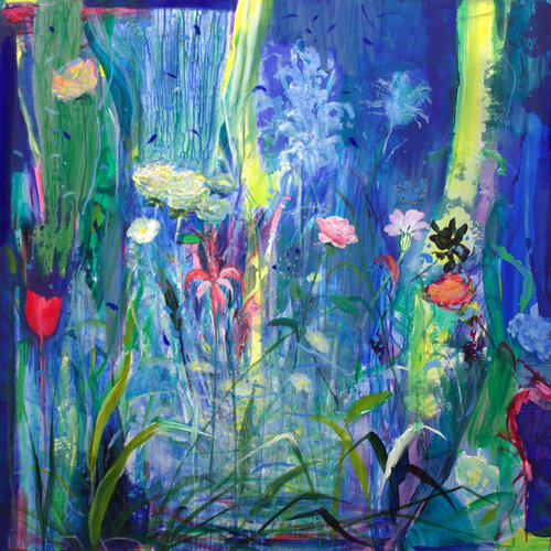 l'averse passée, ton jardin était défait comme un lit après l'amour. Le vent est-il ton amant pour caresser tes jambes ainsi ? par François Pagé, Peinture en vente sur Singulart