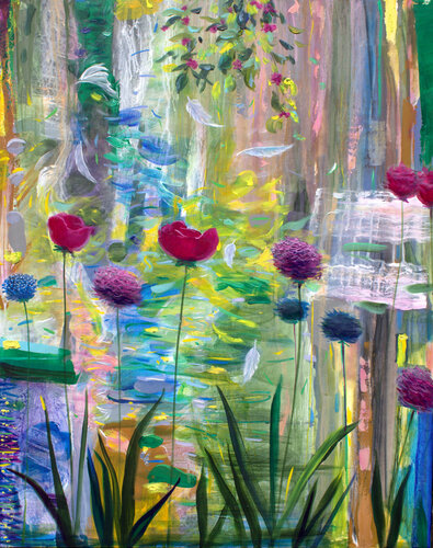J'avais manqué notre rendez-vous, les plumes de votre ange gardien voletaient dans le souffle parfumé des fleurs, indiquant depuis peu votre départ . par François Pagé, Peinture en vente sur Singulart