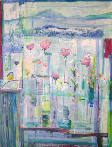 Dans la froidure de l'hiver, notre mésange attendait chaque matin tes mains d'ange et ton cœur donateur. von François Pagé, Malerei kaufen auf Singulart