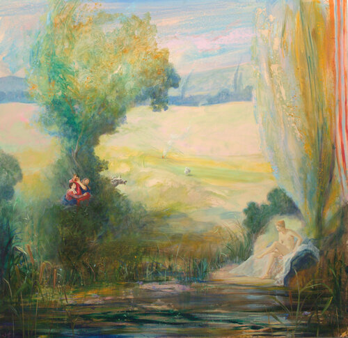 Mon rêve une nuit vers 3h 10 Saint Anne et Joachim surprenant Diane au bain von François Pagé, Malerei kaufen auf Singulart