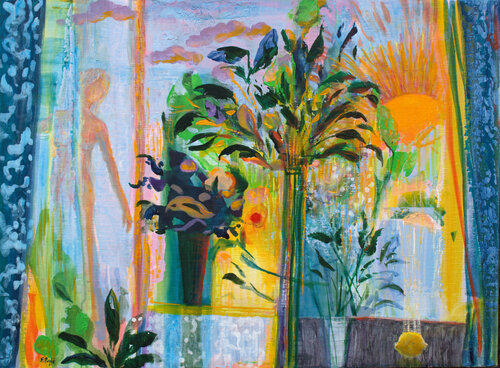 A travers la véranda, tu ensoleillais le jardin, pourtant tu savais bien qu'en plein jour on voit moins bien les anges. by François Pagé, 油畫 for Sale on Singulart