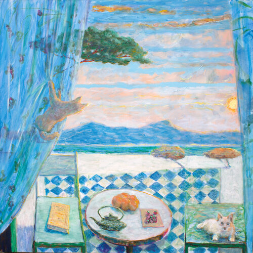 "L'heure bleue", comme le disait Marcel: Une heure n'est pas qu'une heure, c'est un vase rempli de parfums, de sons, de projets et de climats. di François Pagé, Pittura in vendita su Singulart