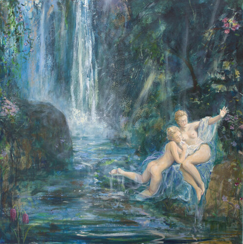 L’instant précis où Marianne et Suzanne m’avaient dit : « Vous savez François, l’autre François lui ,ne nous faisait pas poser en plein air ! » von François Pagé, Malerei kaufen auf Singulart