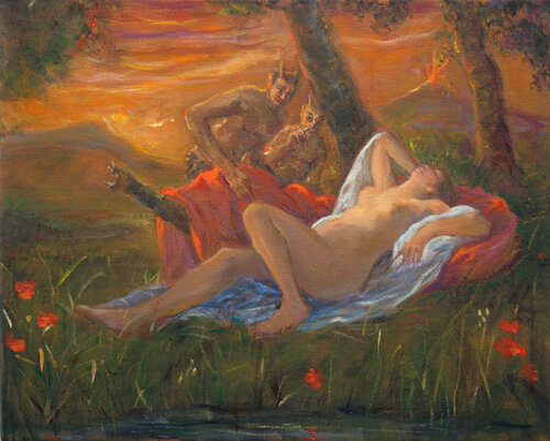 Nymphe épiée par des Satyres François Pagé