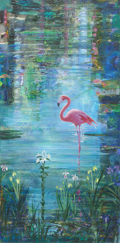 Sur le flottant séjour du matin, il y avait bien l’exploit muet des lys et du jour, et ta main, et ta main mon délice. by François Pagé, 油畫 for Sale on Singulart