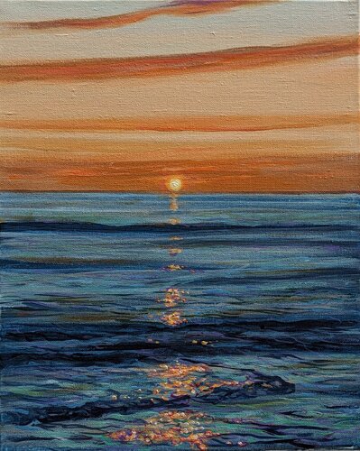 Sur la plage de Tronoën et pour captiver les estivants, tu jouais aussi les médailles d’or. par François Pagé, Peinture en vente sur Singulart