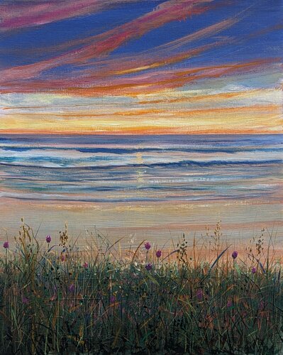 Parfois sur la lagune, tu jouais les entremetteuses entre le ciel et la flore des dunes. par François Pagé, Peinture en vente sur Singulart