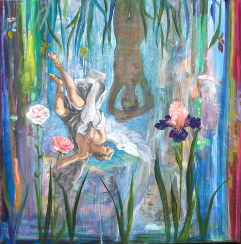 Quelle mystérieuse pensée faisait frémir les reflets de ton ange qui te gardait si bien, mon ange. by François Pagé, 油畫 for Sale on Singulart