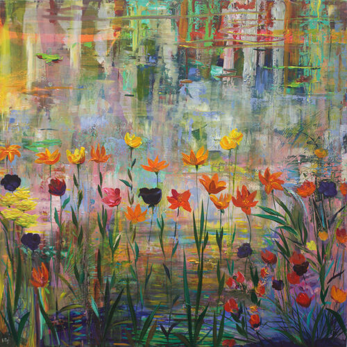 Nous dormions l'un dans l'autre et ton cœur illuminait le mien comme un jardin dans l'été indien. par François Pagé, Peinture en vente sur Singulart