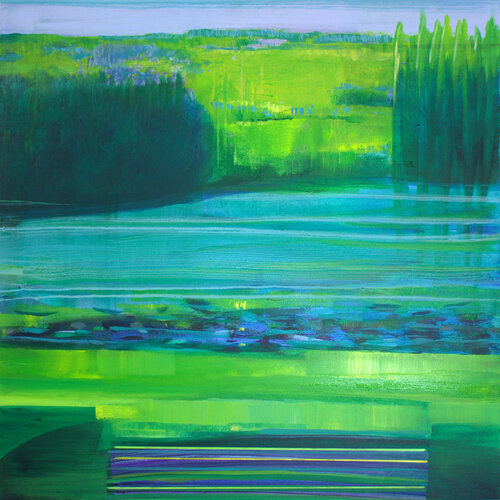 Une chambre avec vue juste pour nous! C'est ici que je peins et vous donne un ailleurs, votre lit déborde en hors champs et à cœur . par François Pagé, Peinture en vente sur Singulart