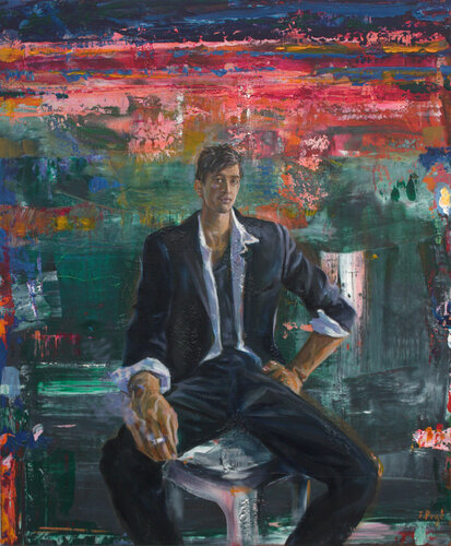 Dans l'atelier de Ricardo tout était peinture, lui-même était peinture. Même si ses yeux à chaque nouvelle toile connaissaient le chaos voire la cécité, même si ses lèvres encore juvéniles avaient connu la tendresse des femmes, une seule pensée le hantait di François Pagé, Pittura in vendita su Singulart