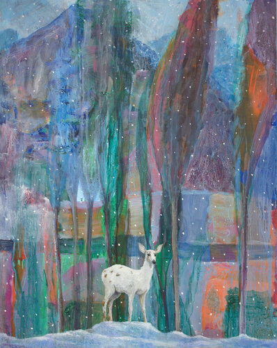 Dans ces grains blancs de neige, toute lumière est bonté. De quelle mystérieuse pensée tes yeux attendent la clef. by François Pagé, 絵画 for Sale on Singulart
