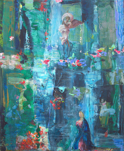 J'avais bien cru voir sur l'étang comme une apparition: Élisabeth, Marie, Anne ou Madeleine. Plus je me frottais les yeux plus l'image devenait comme une persistance rétinienne. by François Pagé, 油畫 for Sale on Singulart