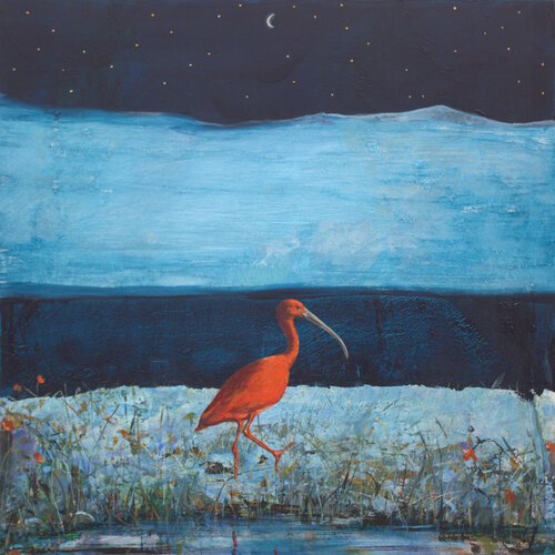 C'est en hiver que nous nous donnions rendez-vous, sa ponctualité était remarquable. Il était d'une beauté rare, mystérieux dans son attitude, son plumage rouge et son œil amoureux comme un roi de Babylone, entraînait pour moi des impressions ineffaçables von François Pagé, Malerei kaufen auf Singulart