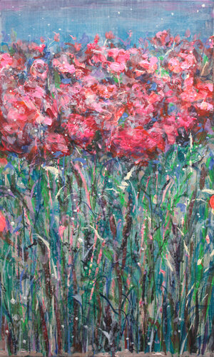 Il pleuvait sur ton jardin et sur tes seins ronds, comme des bonbons. Ma bouche, une rotonde, gobait ce qu'elle pouvait. par François Pagé, Peinture en vente sur Singulart