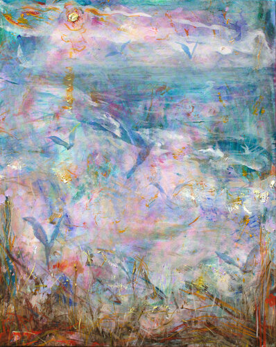 D'une bourrasque de printemps, il fallait bien renaître. Les mouettes cachaient leurs rires, de tes cheveux en mille vents. par François Pagé, Peinture en vente sur Singulart