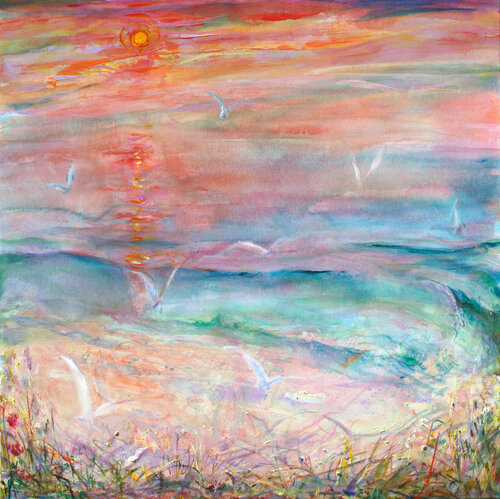 Sous la bourrasque, le soleil dévorait l'espace comme tes baisers. von François Pagé, Malerei kaufen auf Singulart