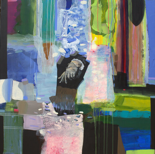 Quand j'étais à l'école j'allais voir chaque jour ta main gantée dans le plus beau tableau du monde, puis constamment ma mémoire récitait comme un chapelet les gris qui te composaient dans une multitude de couleurs. di François Pagé, Pittura in vendita su Singulart