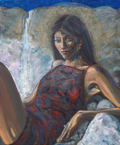 J'avais marché longtemps pour te rejoindre, source des sources. Damona, toi qui soigne les douleurs du cœur et les peines infinies, je me suis plongé en toi pour laver mon esprit. by François Pagé, Painting for Sale on Singulart