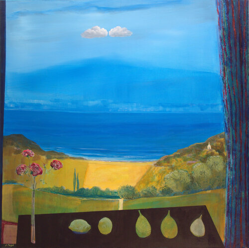 La première fois, on s'était embrassé en plein ciel comme deux nuages qui se rencontrent, mais comment s'aimer à contre-courant? von François Pagé, Malerei kaufen auf Singulart