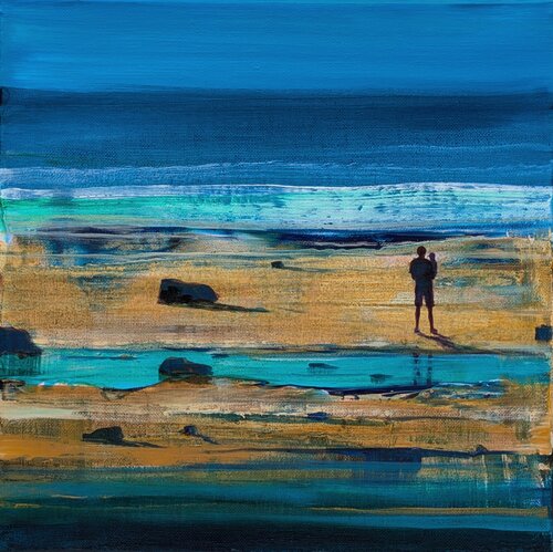 L’instant précis où Paolo et Jiovani me disent : Arrête un peu ta peinture et viens nous rejoindre avant que l’averse arrive . van François Pagé, Schilderij te koop op Singulart