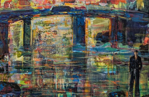Autoportrait dans le vieux port à marée basse van François Pagé, Schilderij te koop op Singulart