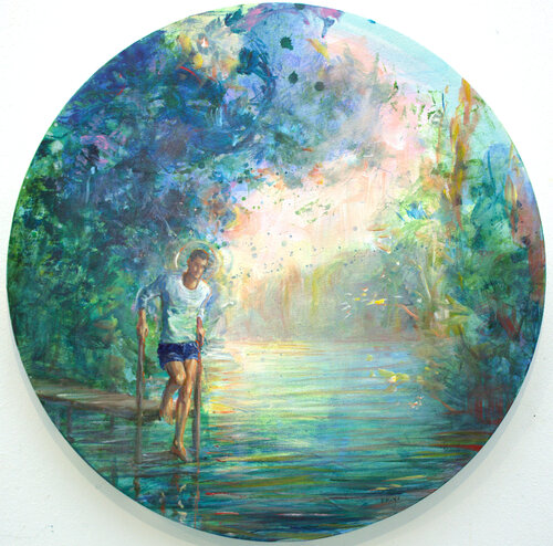 L’instant où Lucille tomba amoureuse d’Alban, j’étais sur le bateau avec elle à ce moment là. par François Pagé, Peinture en vente sur Singulart