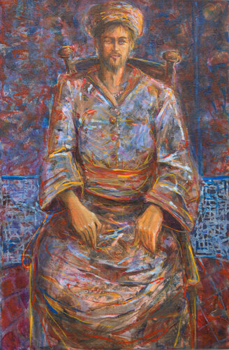 Comme un monument de sagesse, Zenji la regardait danser; comme la lune, elle abandonnait ses reflets au fond de ses yeux noirs immobiles. di François Pagé, Pittura in vendita su Singulart