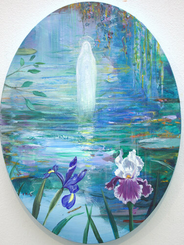 Il y eut tout à coup sur le bassin un souffle odorant de rose, puis un grand silence blanc de volupté inappropriable. par François Pagé, Peinture en vente sur Singulart